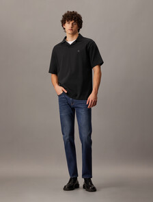 Contrast Open Collar Polo, Ck Black, hi-res
