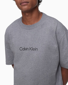 Calvin Logo 圓領上衣, Medium Grey Heather, hi-res
