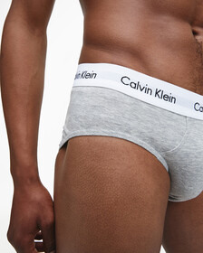 Cottons Stretch 低腰三角褲(3件組), 1 Black/ 1 Grey Heather/ 1 White, hi-res