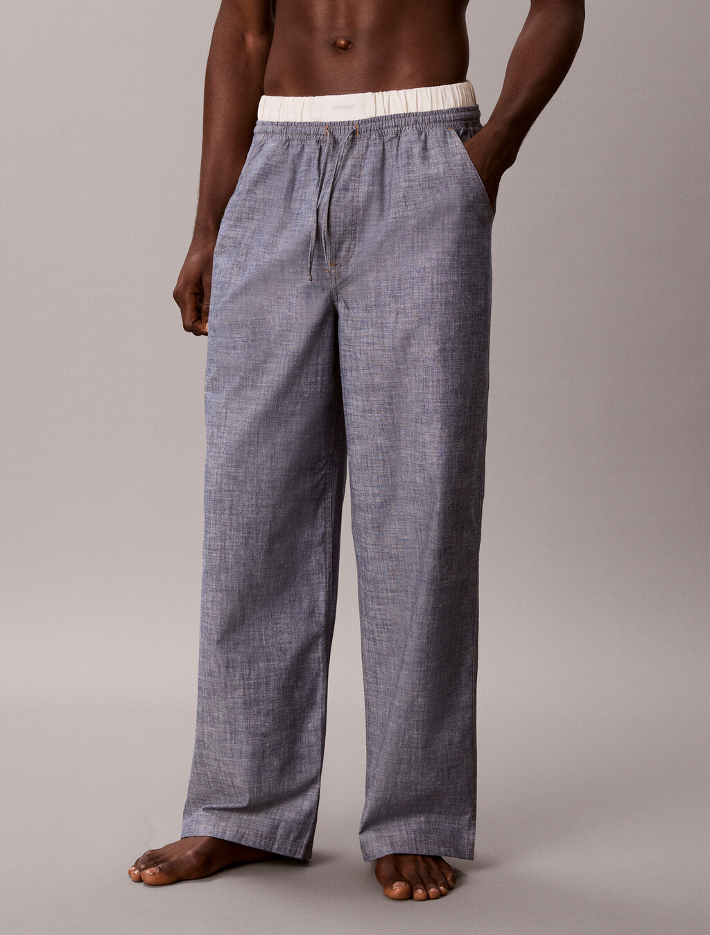 Cotton Chambray Sleep Pants, CHAMBRAY INDIGO, hi-res