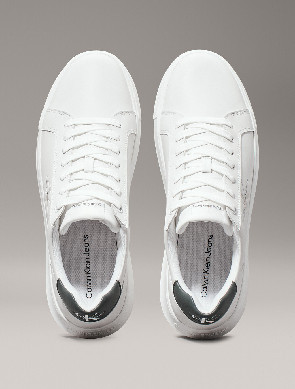 Leather Trainers, Bright White/Green Palm, hi-res