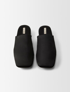 Hugh緞面絲質拖鞋, Black, hi-res