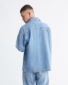 Boxy Utility Denim Shirt Jacket, LIGHT BLUE, hi-res