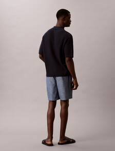 Cotton Chambray Drawstring Shorts, Blue Descent, hi-res