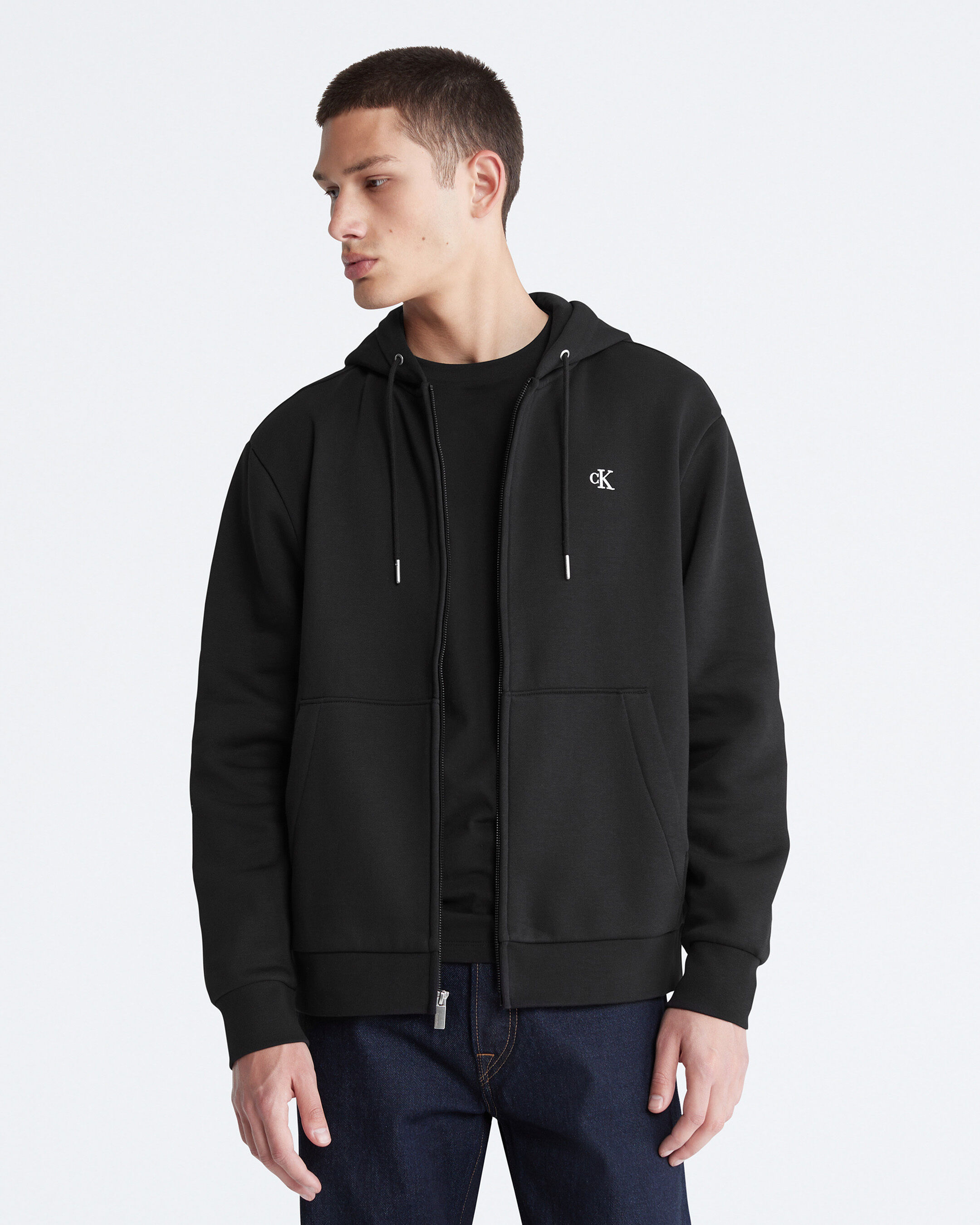 Calvin klein logo zip on sale hoodie