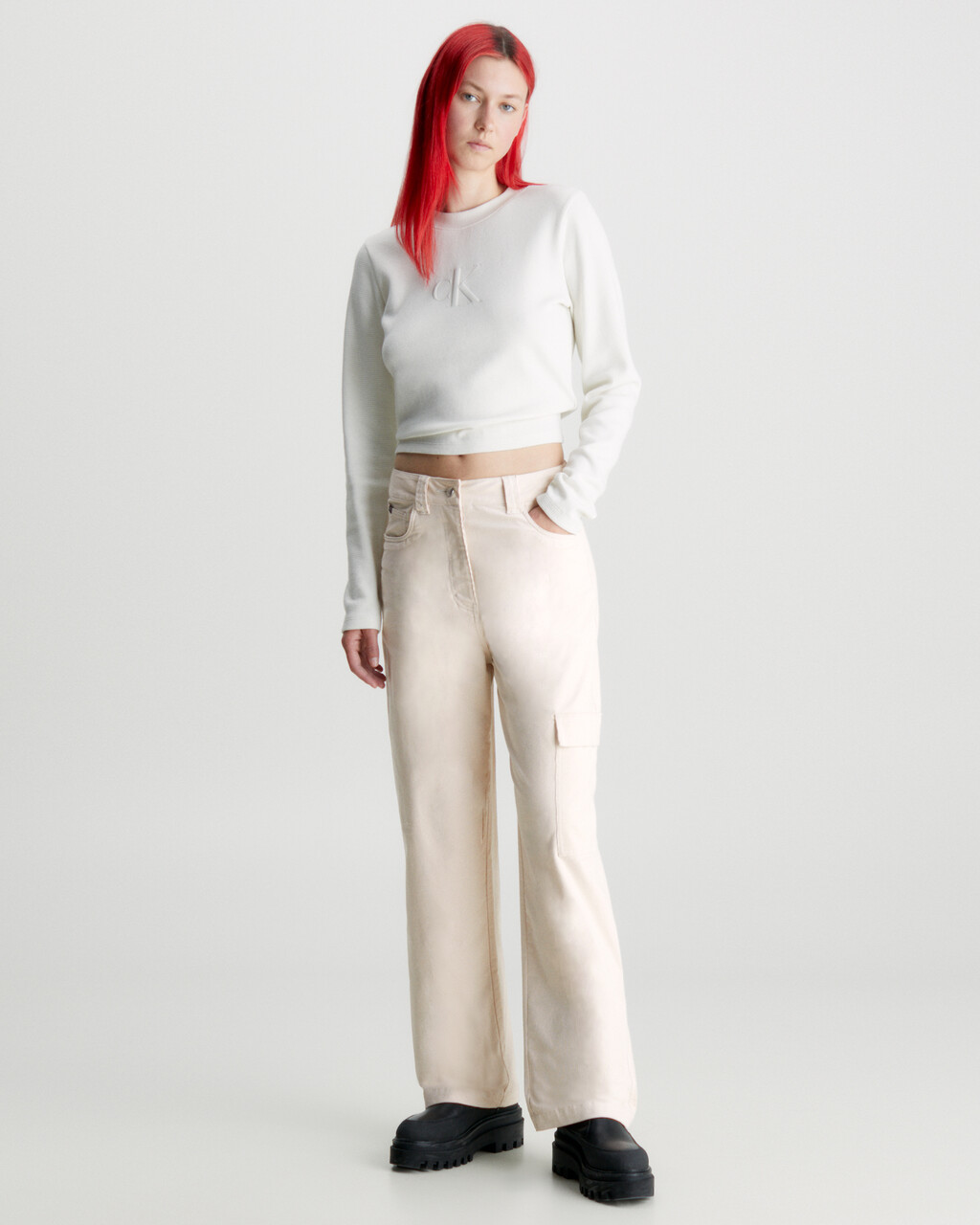 High Rise Corduroy Cargo Pants, Putty Beige, hi-res