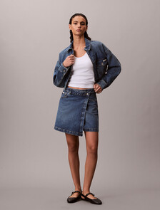 Denim Mini Wrap Skirt, COLD SPRINGS, hi-res