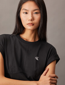 涼感防曬 T 恤連身裙, Black, hi-res