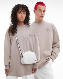 Gender Netural Monogram Long Sleeve Tee, Perfect Taupe, hi-res