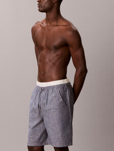 Cotton Chambray Sleep Shorts, CHAMBRAY INDIGO, hi-res