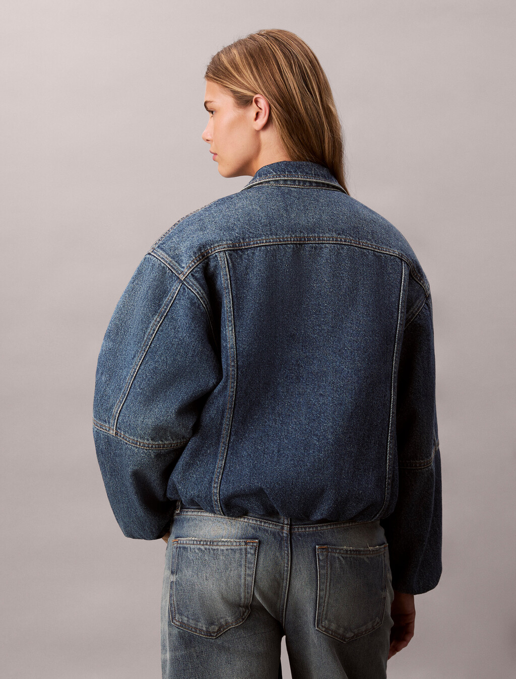 Relaxed Denim Bubble Jacket, TINTED ORCHARD, hi-res