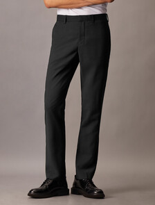 Refined Virgin Wool Slim Trouser, Black, hi-res