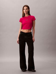 Slim Cropped Monogram T-shirt, Petunia Pink, hi-res