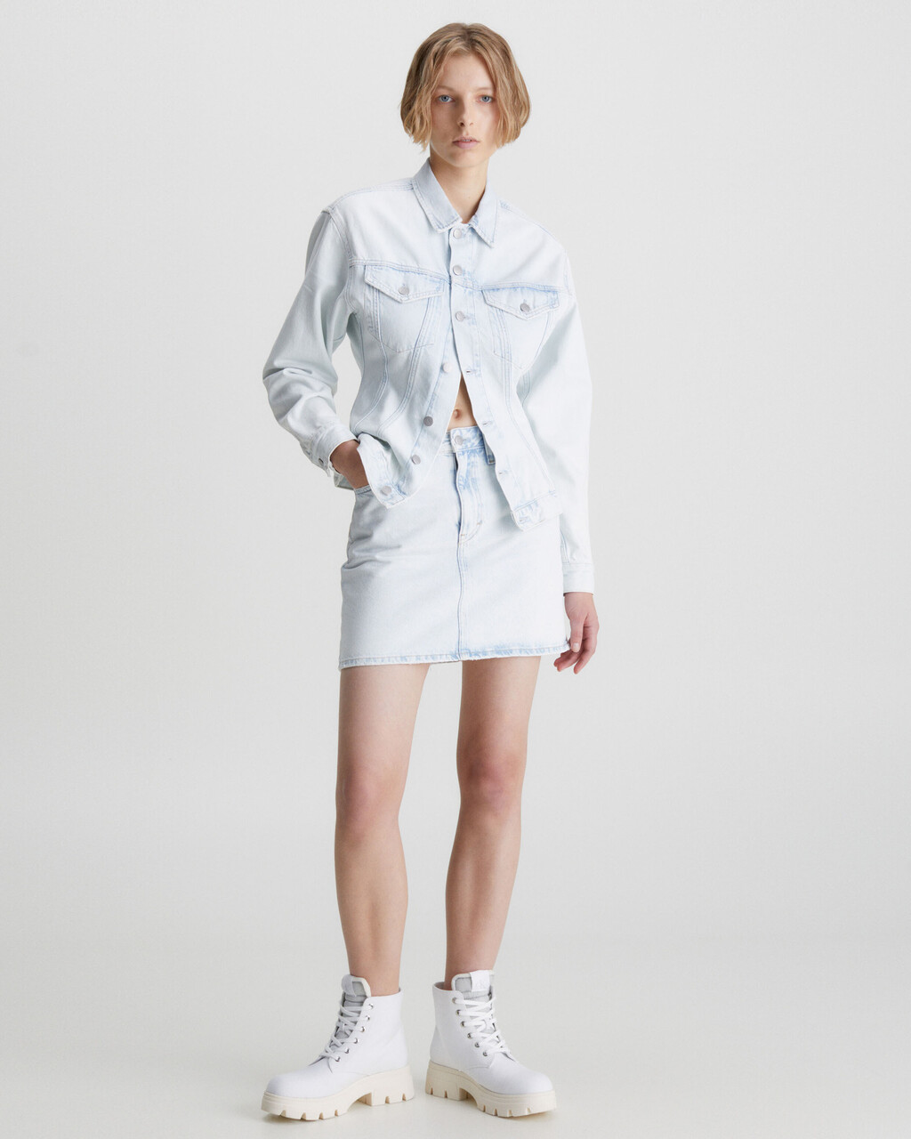 精裁緊身牛仔外套, Denim Light, hi-res