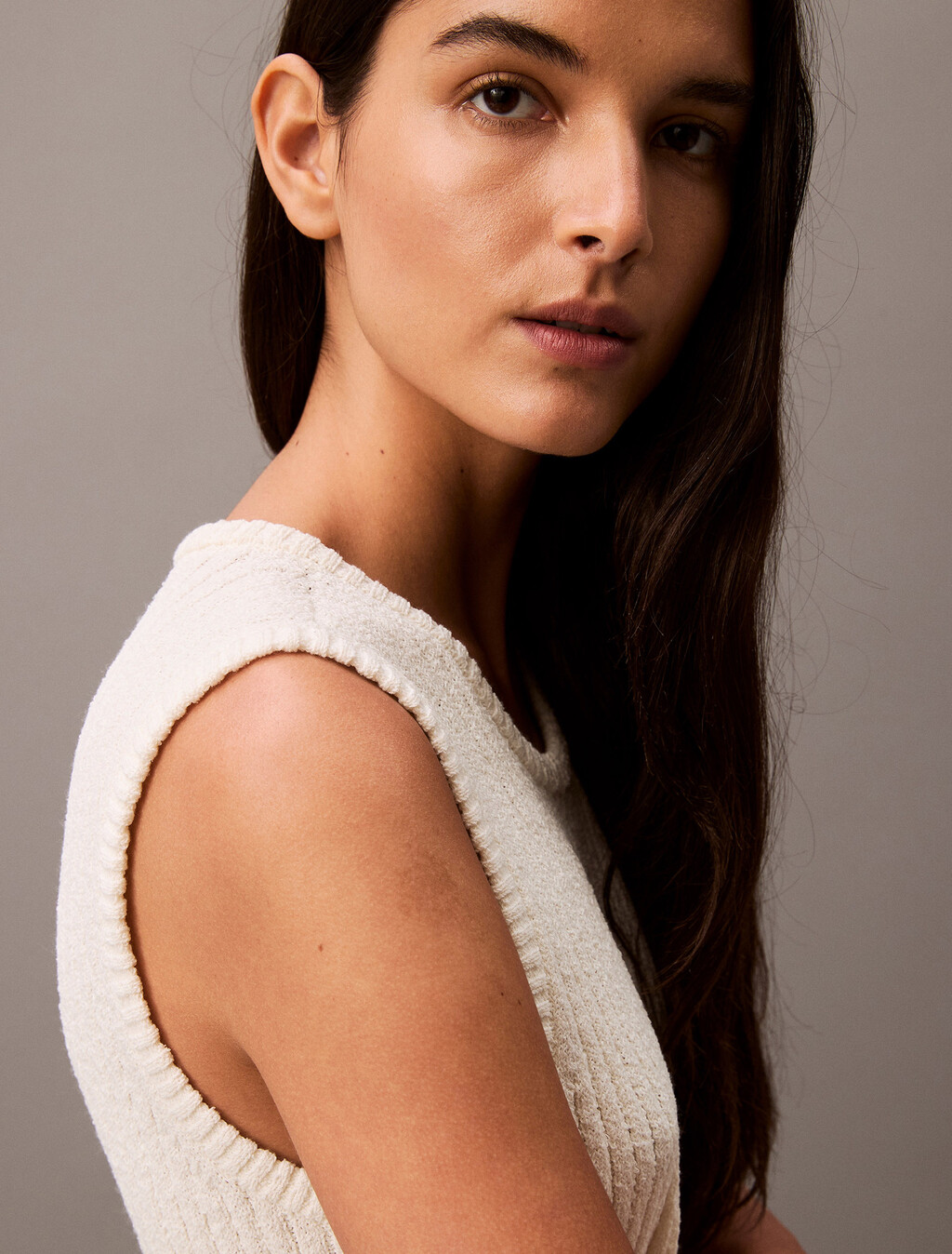 Boucle Crewneck Midi Sweater Dress, Vanilla Ice, hi-res
