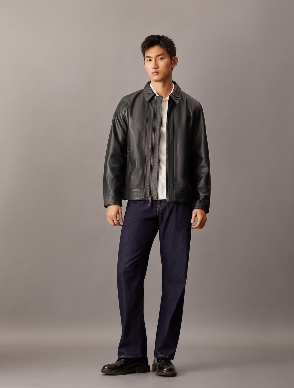 Nappa Leather Short Jacket, Black Beauty, hi-res