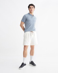 SLIM LOGO PLACKET POLO, Overcast Grey, hi-res