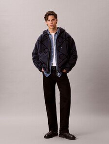 Sherpa Fleece Emblem Zip Hoodie, Blue Nights, hi-res