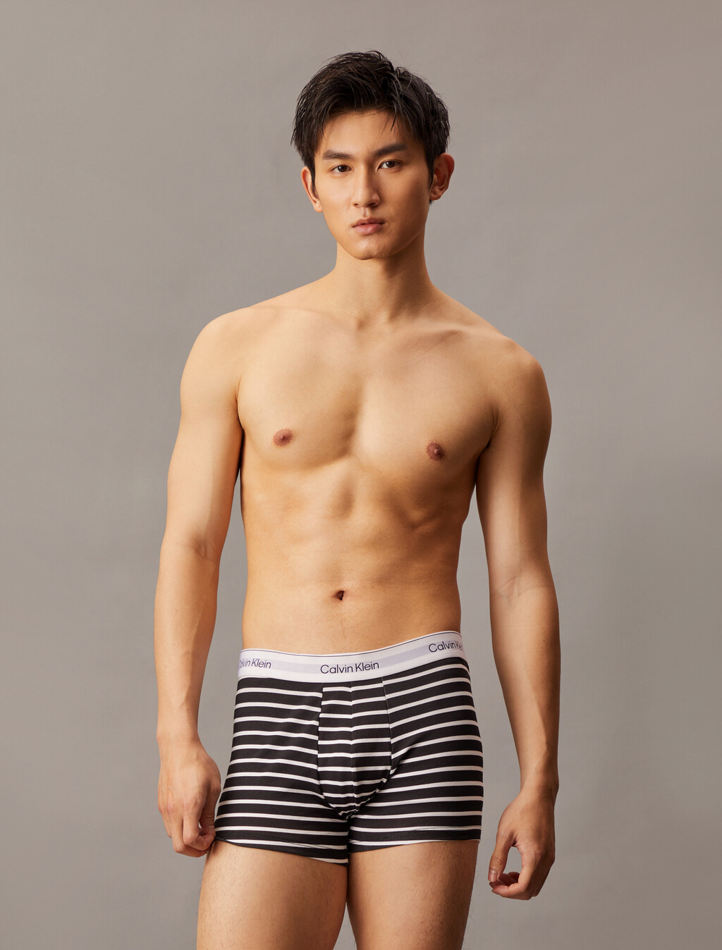 Icon 彈性棉質平口內褲 2 件組, black/ leader stripe black, hi-res
