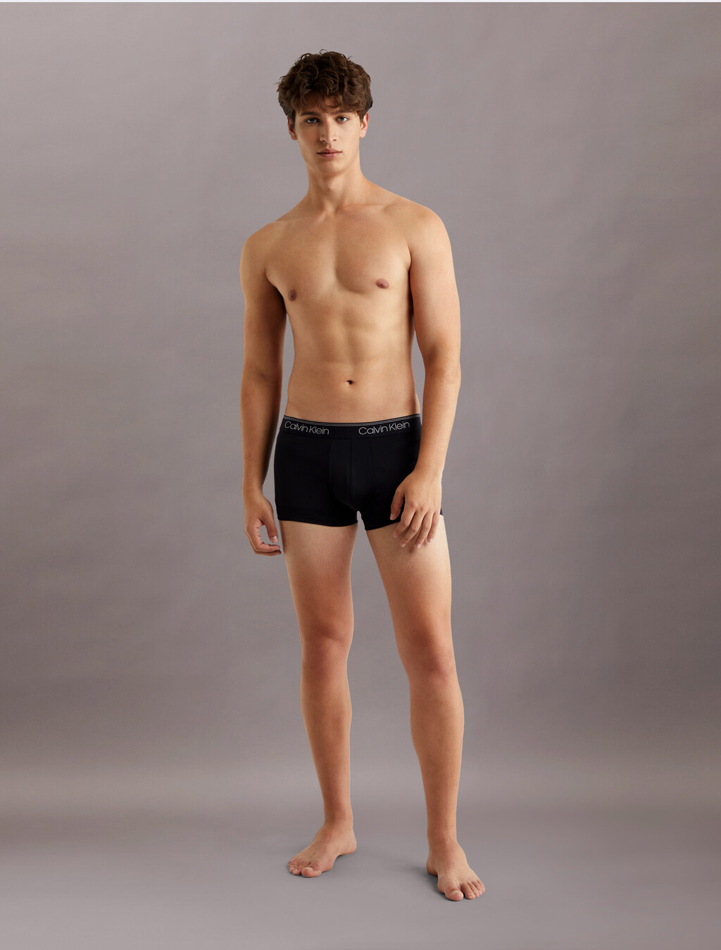 Calvin Klein Logo 低腰貼身短版四角褲 3 件組, Black, hi-res