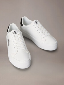 Vulcanized Flatform Lace Up Trainer, Bright White, hi-res