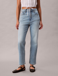 Lyocell High Rise Straight Cropped Jeans, CATALINA, hi-res