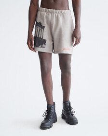 Standards Ruins Graphic Fleece Shorts, Grey Dawn, hi-res