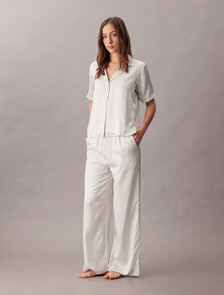 Satin Sheen Pyjama Pants, 18724 STITCH STRIPE LOGO+Chalk, hi-res