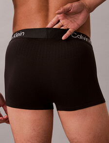 CK Pro Fit 超細纖維低腰平口內褲, Black w/ White Logo, hi-res