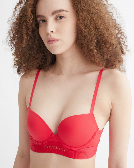 Embossed Icon Micro Push Up Plunge Bra