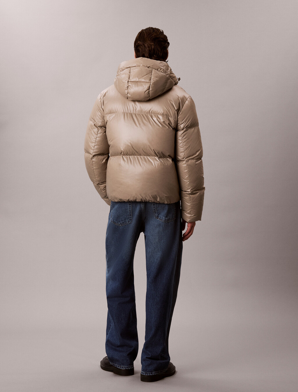 Glossy Down Puffer Jacket With Detachable Hood, Roasted Cashew, hi-res
