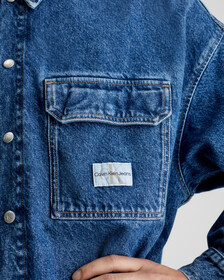 RECYCLED DENIM UTILITY SHIRT, Denim Dark, hi-res