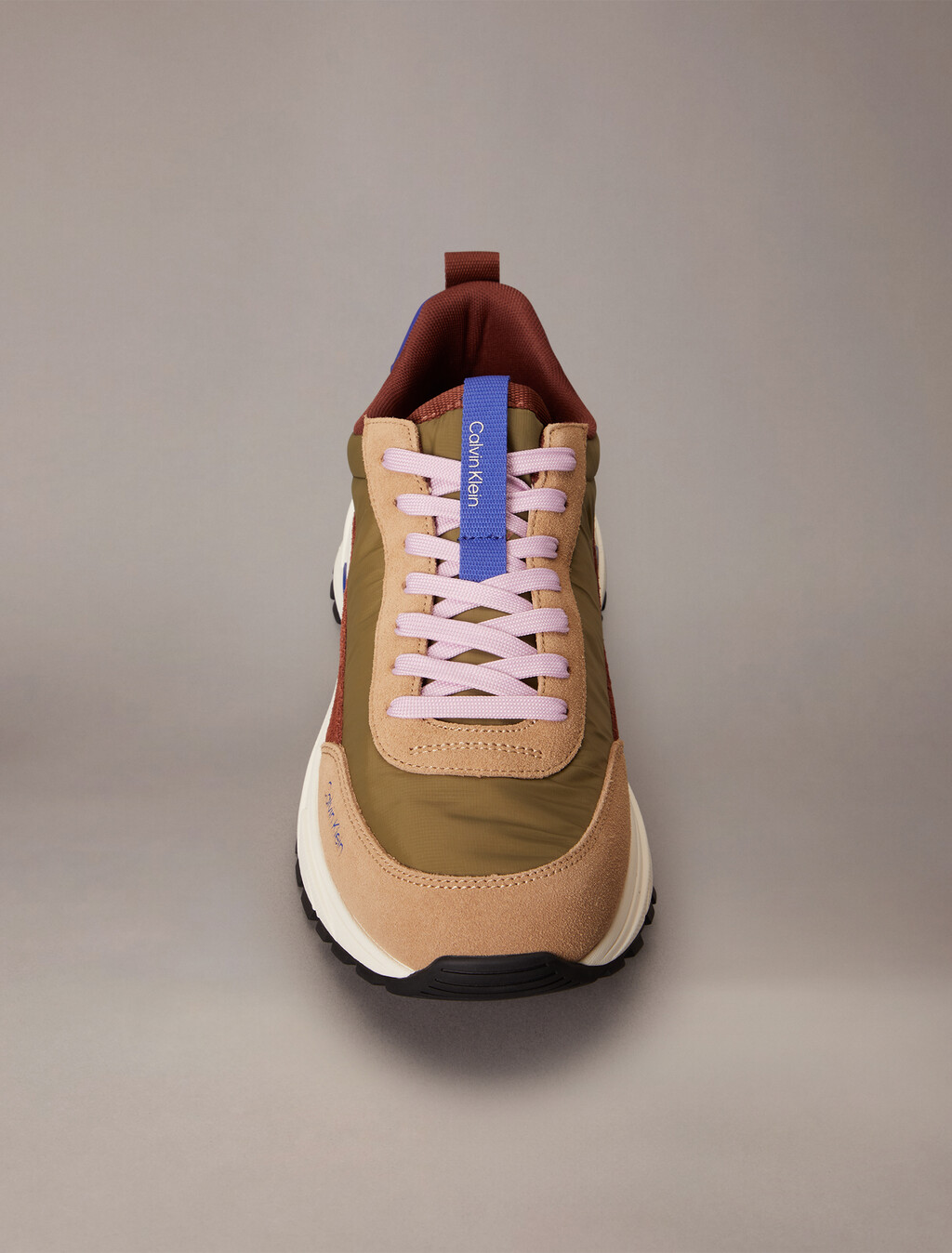 Suede and Nylon Runner Trainers, Cumin/Burnt Out/Khaki/Purple Blue, hi-res