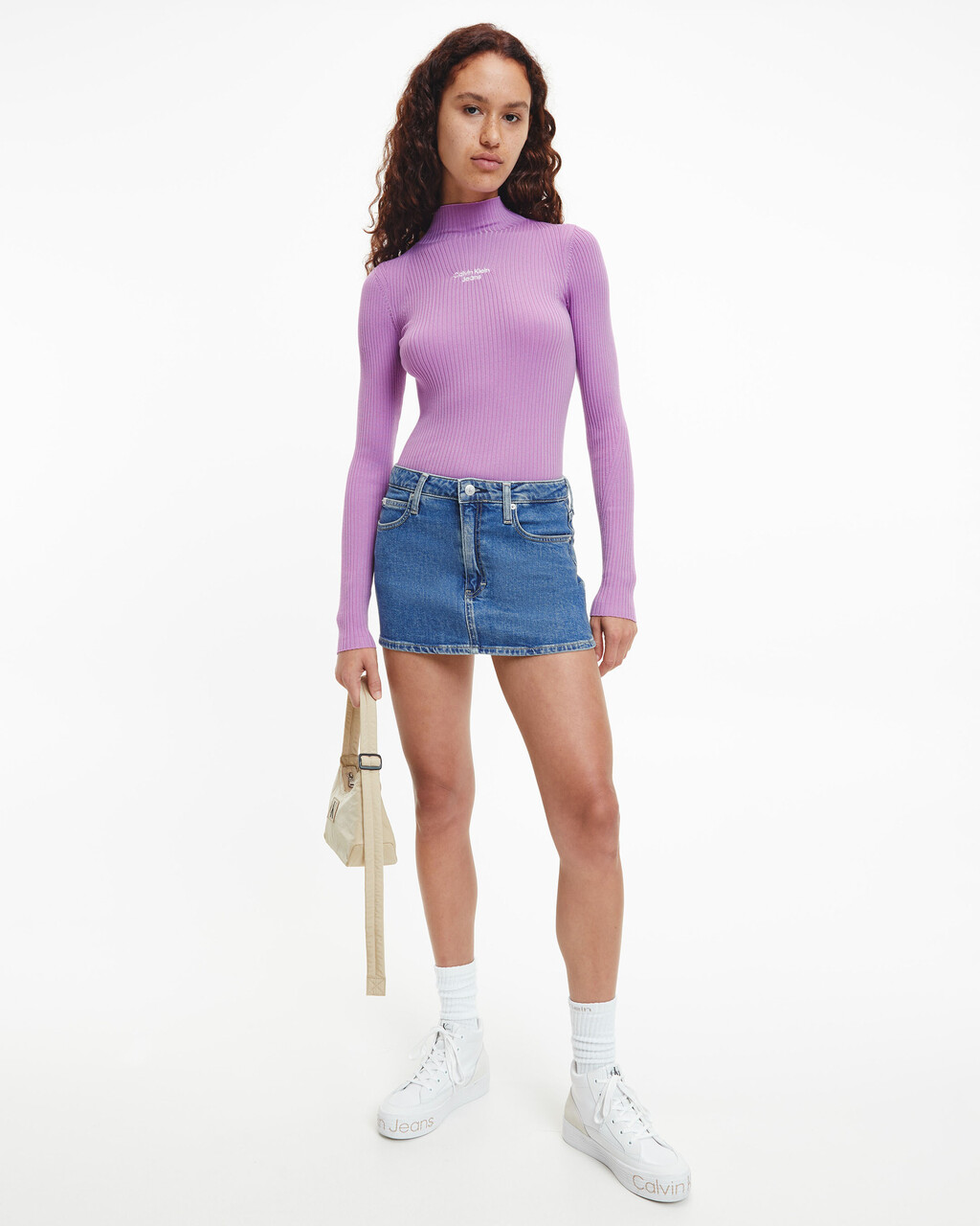 Slim Rib-Knit Jumper, Iris Orchid, hi-res