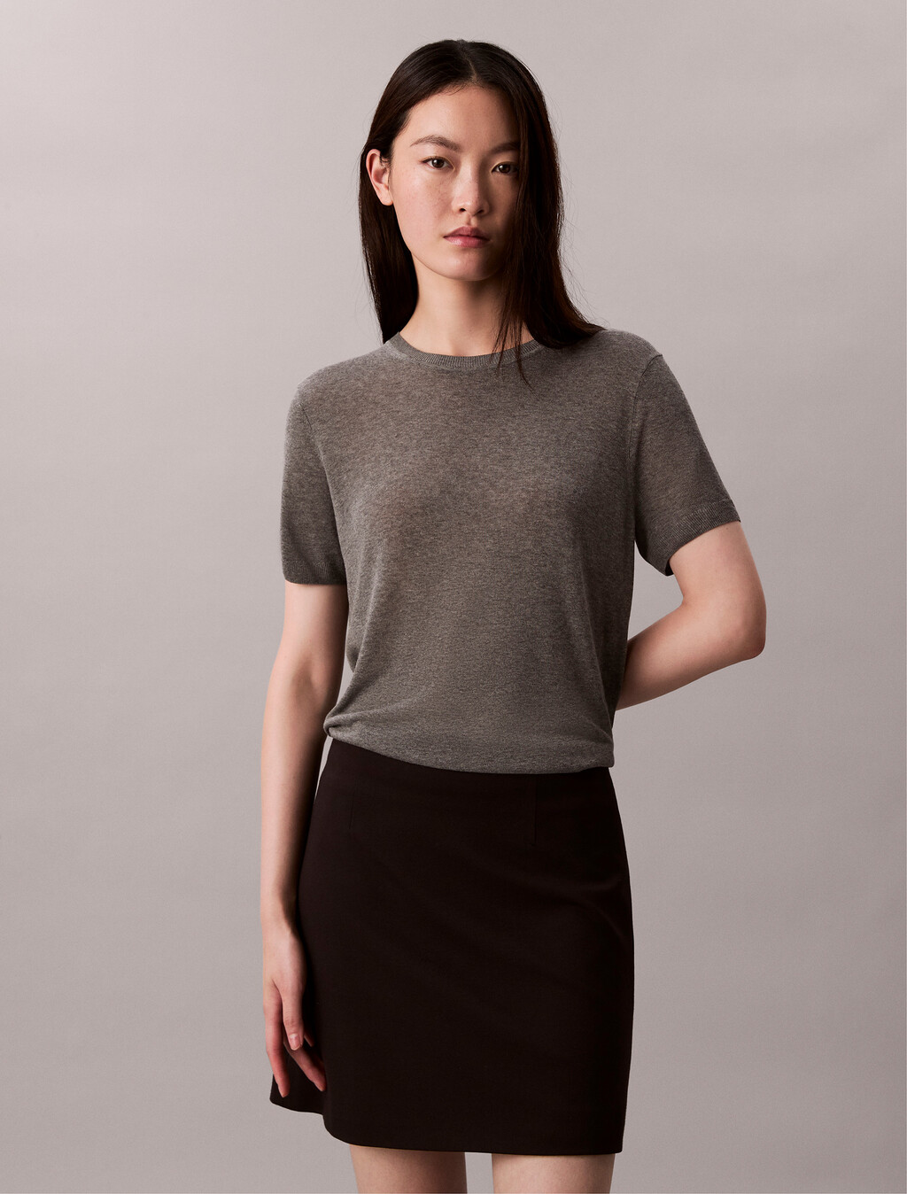 Fine Gauge Viscose Jumper, B30 Grey Heather, hi-res