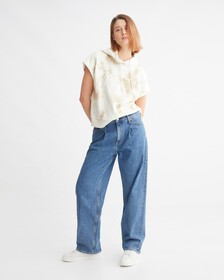 RECONSIDERED 90 年代直身再造棉牛仔褲, Mid Blue Pleated, hi-res