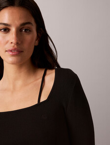 Stripe Sweater Top, Black, hi-res