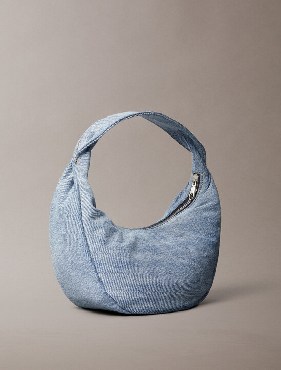 Monogram Denim Crescent Shoulder Bag