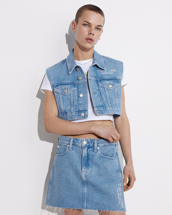 PRIDE CROPPED DENIM VEST