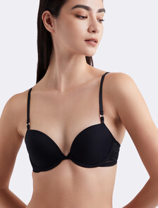 Minimalist Lightly Lighted Demi Bra, BLACK, hi-res