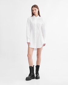 不對稱襯衫洋裝, Bright White, hi-res