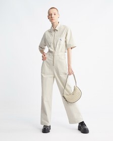 實用風格背面鏤空連身褲, EGGSHELL, hi-res