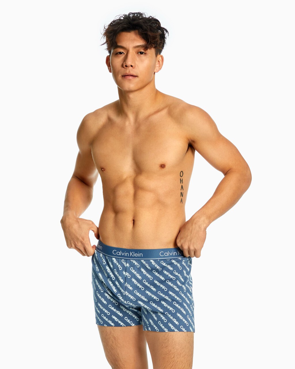 KNIT SLIM BOXERS, STRUCTURE 45 SHADOW LOGO AUDACIOUS BLUE, hi-res
