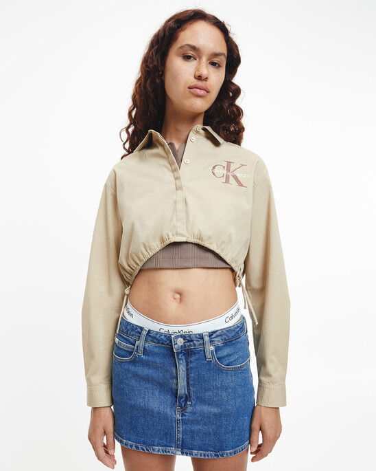 CROPPED COTTON TWILL SHIRT