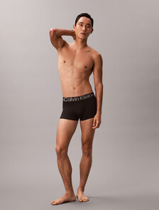 Icon 超細纖維彈性金屬感低腰平口內褲, Black, hi-res