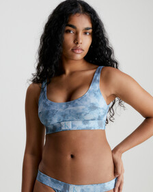 CK AUTHENTIC BRALETTE BIKINI TOP, Ck Tie Dye Blue Aop, hi-res