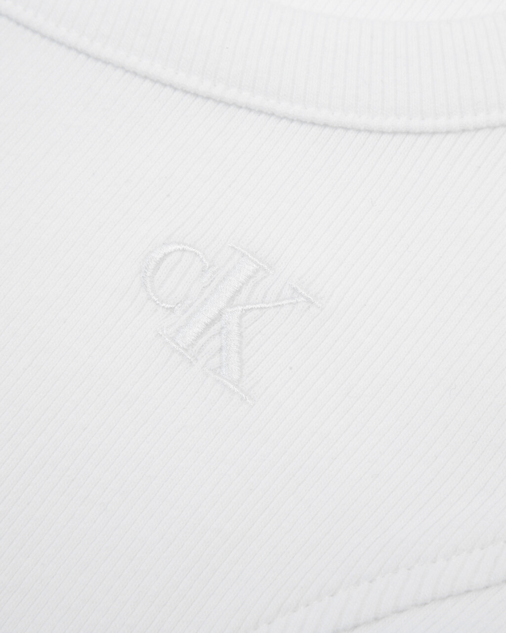 Logo Tape Rib Knit Cropped Tee, Bright White, hi-res