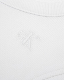 Logo Tape Rib Knit Cropped Tee, Bright White, hi-res