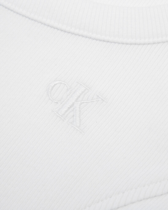 Logo Tape Rib Knit Cropped Tee