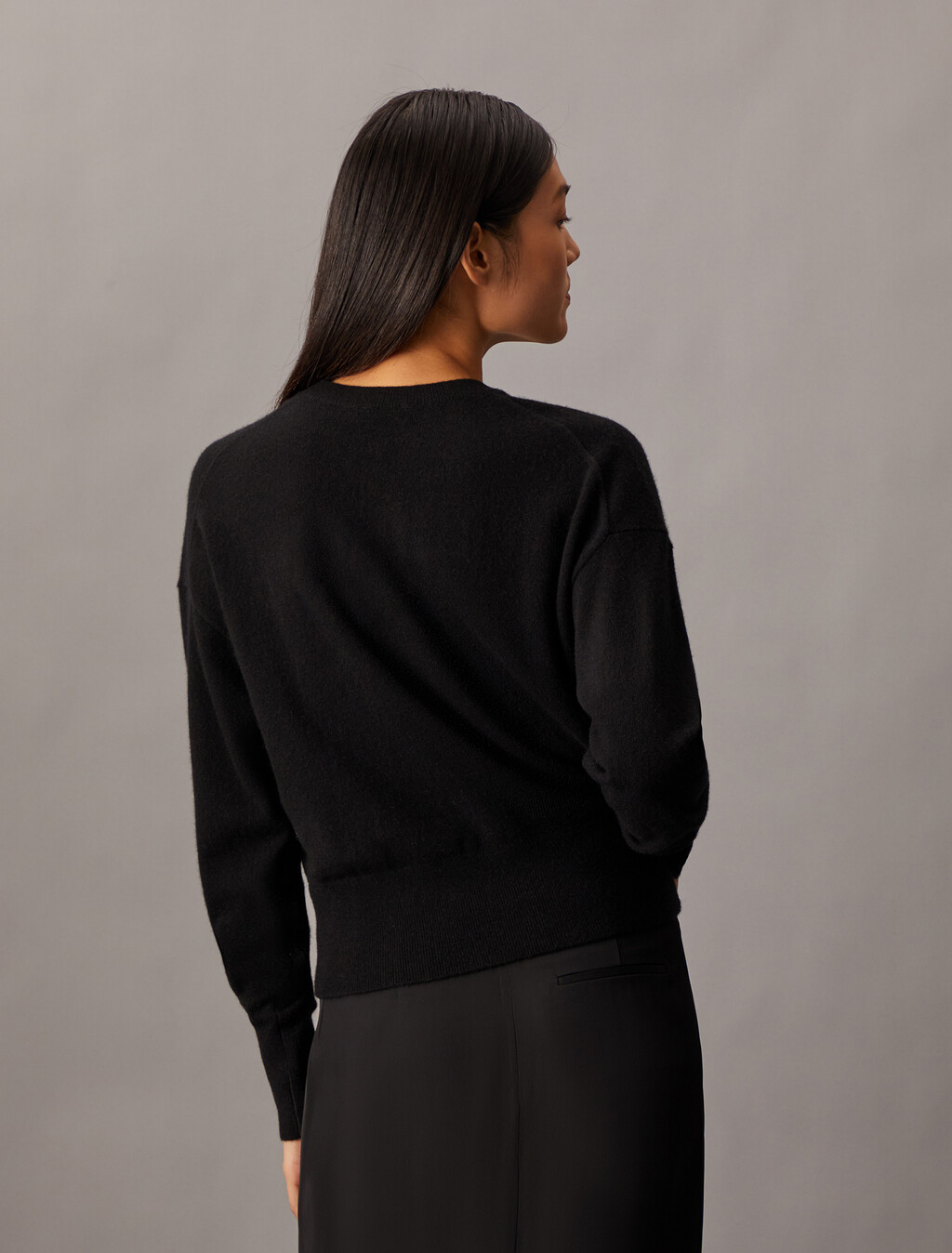 Cashmere Crewneck Sweater, Black, hi-res